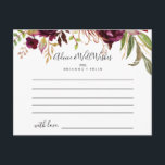 Rustic Boho Colorful Floral Wedding Advice Card<br><div class="desc">This rustic boho colorful floral wedding advice card is perfect for a modern wedding. The design features pink, purple, red, and burgundy watercolor peonies clustered into elegant bouquets with green foliage, inspiring natural beauty. These cards are perfect for a wedding, bridal shower, baby shower, graduation party & more. Personalize the...</div>