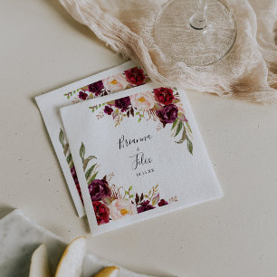 Rustic Boho Colorful Floral Wedding Napkin