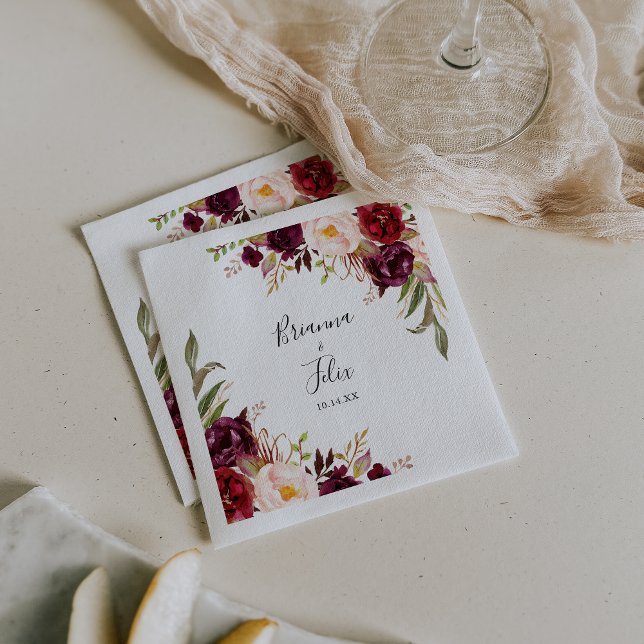 Rustic Boho Colorful Floral Wedding Napkin (Creator Uploaded)