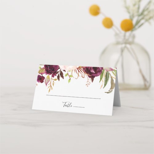 Rustic Boho Colorful Floral Wedding Place Card
