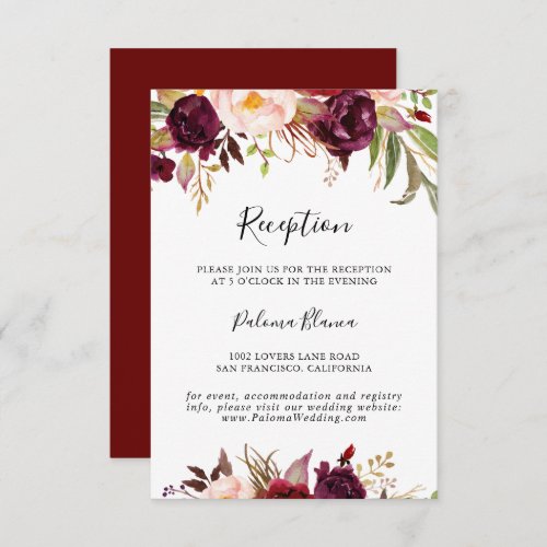 Rustic Boho Colorful Floral Wedding Reception Enclosure Card