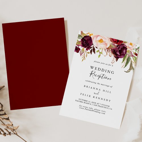 Rustic Boho Colorful Floral Wedding Reception Invitation