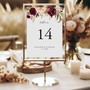 Rustic Boho Colorful Floral Wedding Table Number