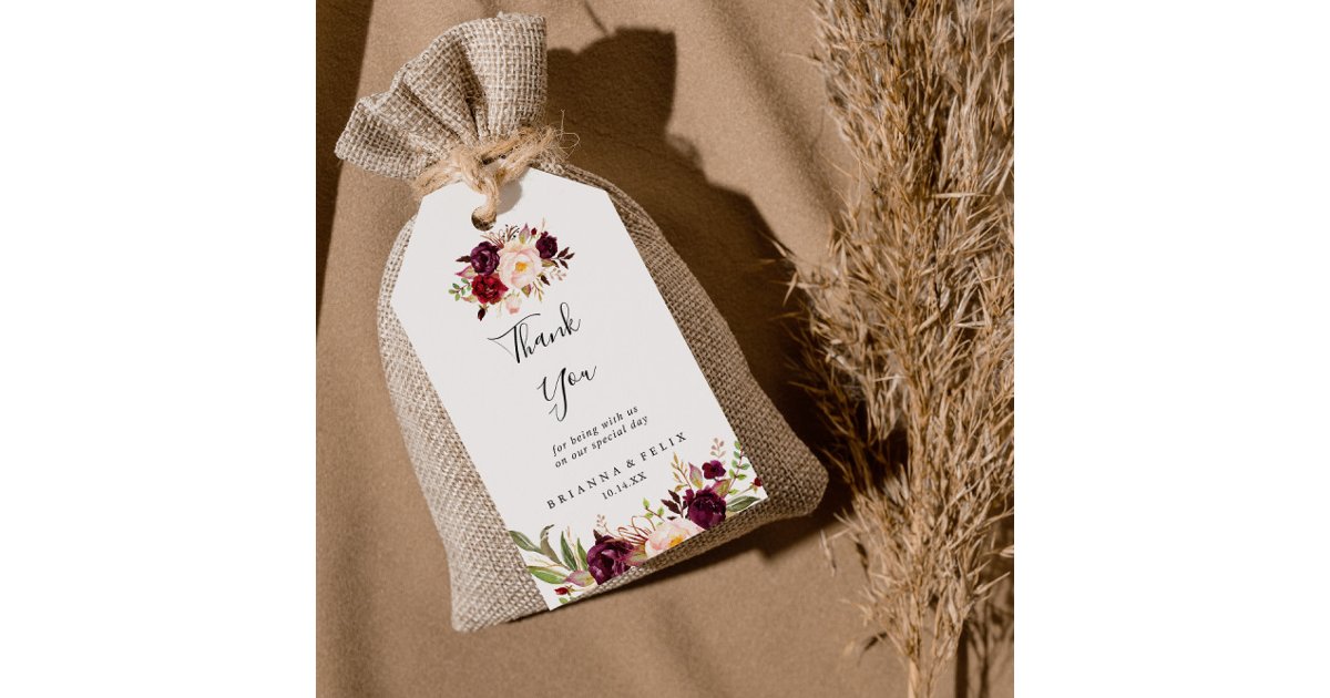 Rustic Boho Colorful Floral Wedding Thank You Gift Tags | Zazzle