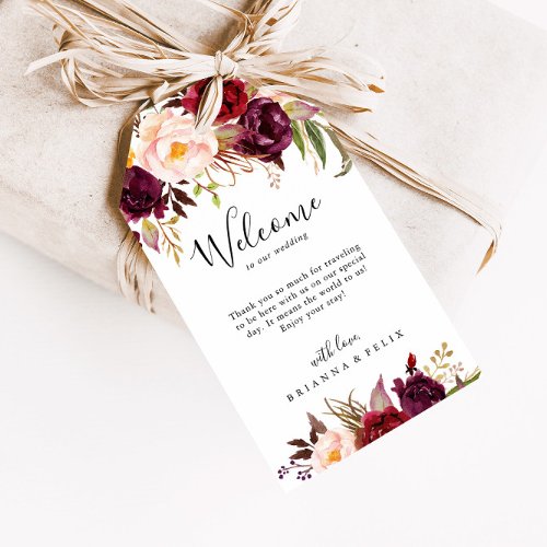 Rustic Boho Colorful Floral Wedding Welcome Gift Tags