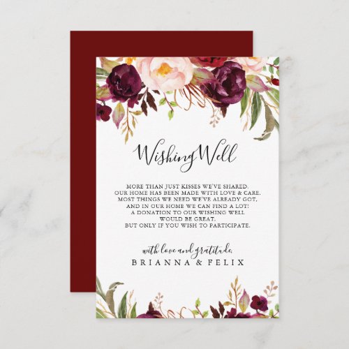 Rustic Boho Colorful Floral Wedding Wishing Well Enclosure Card