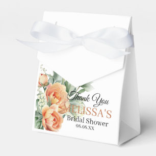 Rustic boho coral flowers greenery thank you favor boxes