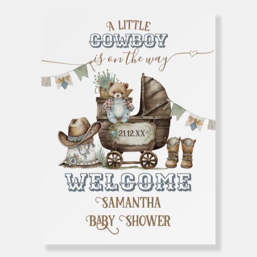 Rustic Boho Country Boy baby Shower Foam Board Zazzle