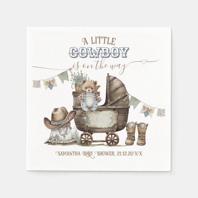 Rustic Boho Country Wild West Boy Shower Napkins (Front)