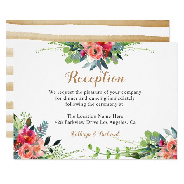 Rustic Boho Country Wildflower Wedding Reception Card
