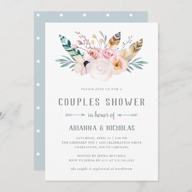 Rustic Boho Couples Shower Invitation (Front/Back)