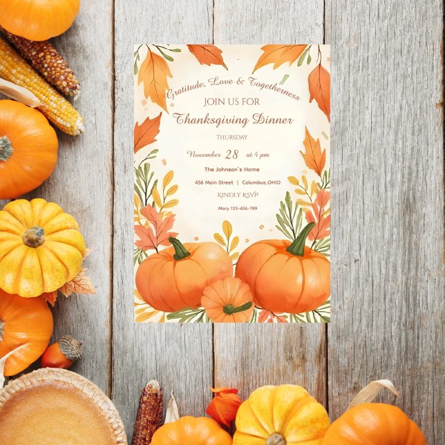 Rustic Boho Cozy Autumn Thanksgiving Invitation (Creator Uploaded)