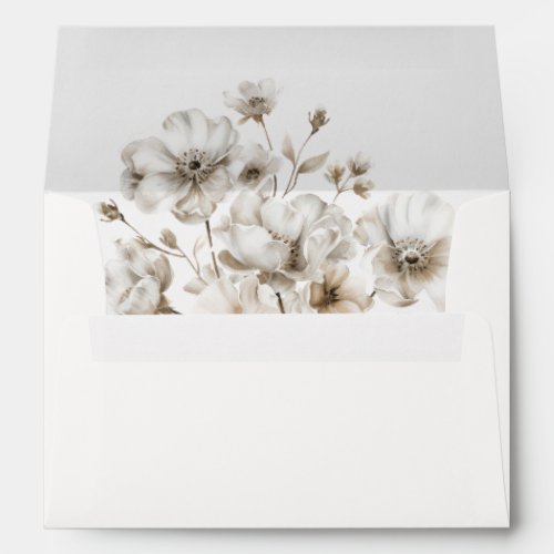 Rustic Boho Cream Floral Wedding  Envelope