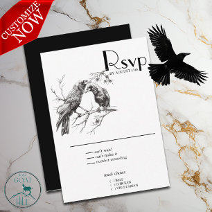 Rustic BOHO Crow Lovers RSVP Card