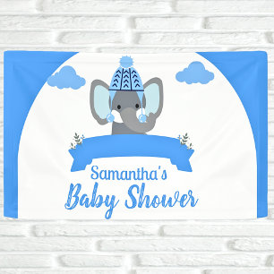 Rustic Boho Cute Elephant Boy Baby Shower Banner