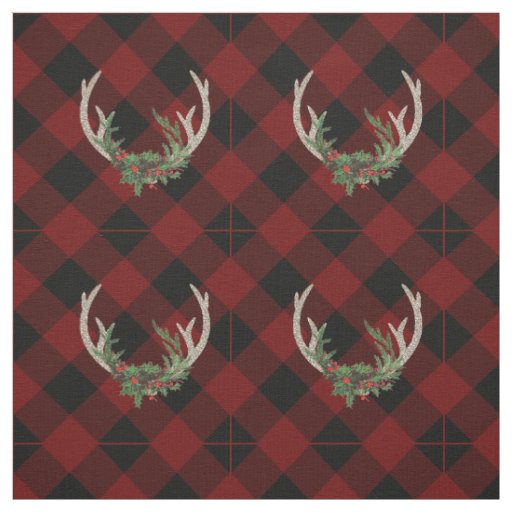 Rustic Boho Deer Antlers | Christmas Plaid Floral Fabric