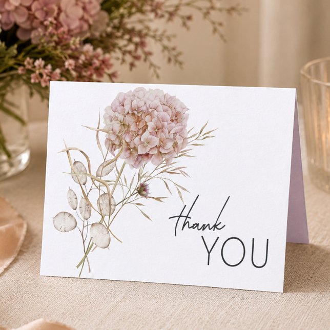 Rustic Boho Delicate Fall Wildflower Wedding Letterpress Thank You Card (Creator Uploaded)
