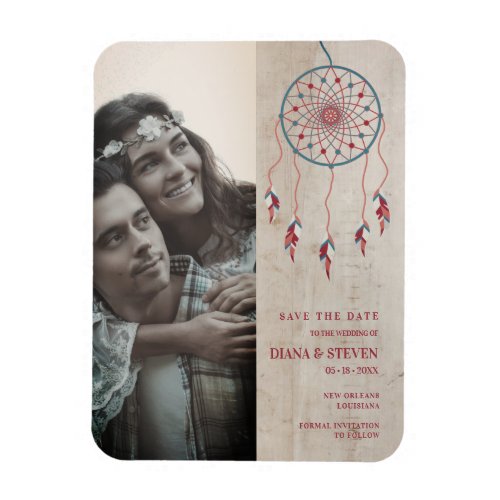 Rustic Boho Dreamcatcher Photo Couple Engagement Magnet