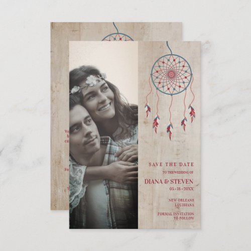 Rustic Boho Dreamcatcher Photo Couple Engagement Save The Date