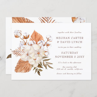 Rustic Boho Dried Palm Cotton Tropical Wedding Invitation