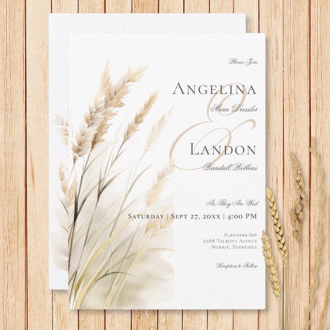 Rustic Boho Dried Tan Grass Wedding Invitation (Rustic Boho Dried Tan Grass Wedding Invitation)