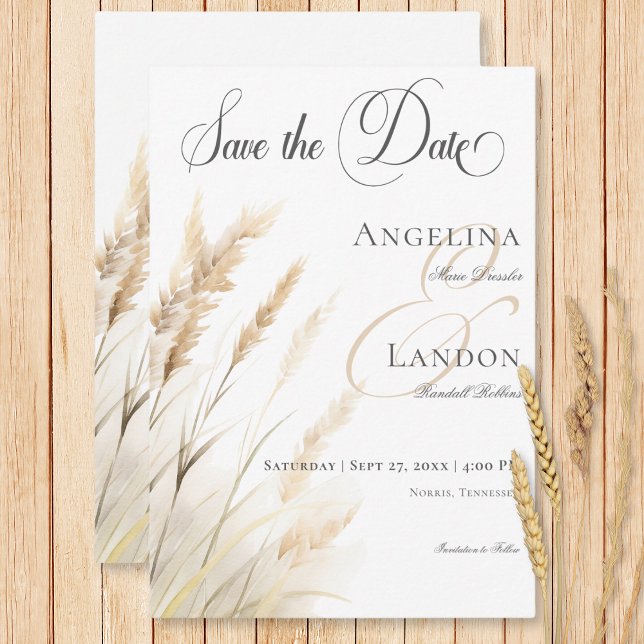 Rustic Boho Dried Tan Grass Wedding Save The Date (Rustic Boho Dried Tan Grass Wedding Save The Date Card)