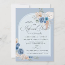 Rustic Boho Dusty Blue Pampas Rehearsal Dinner Invitation