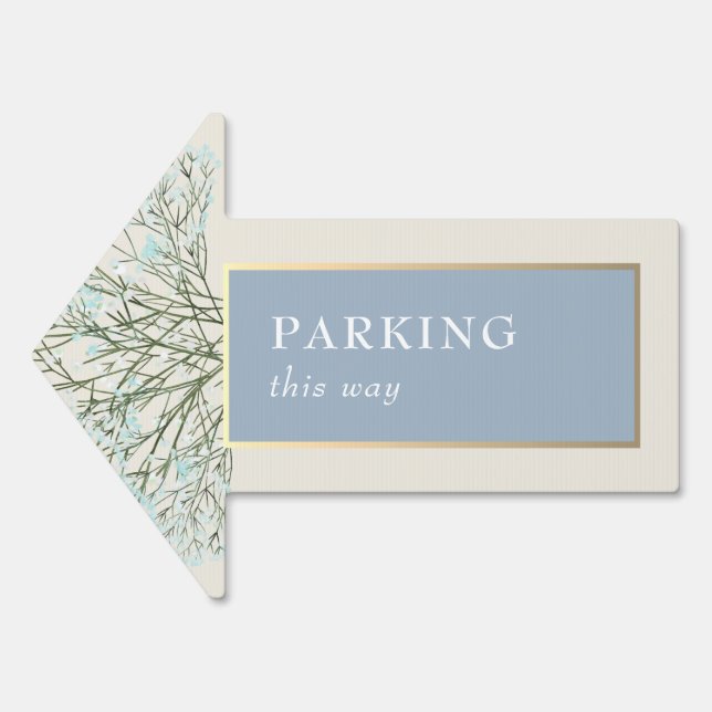 Rustic Boho Dusty Blue Parking This Way Arrow Sign (Front)