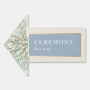 Rustic Boho Dusty Blue Wedding Ceremony Arrow Sign