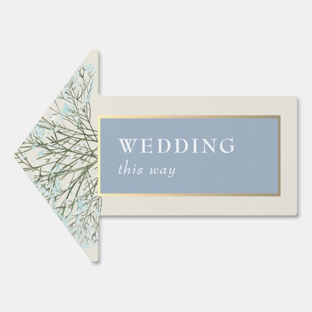 Rustic Boho Dusty Blue Wedding This Way Arrow Sign (Front)