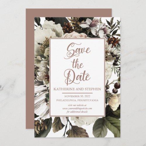 Rustic Boho Dusty Pink Floral Bouquet Save The Date