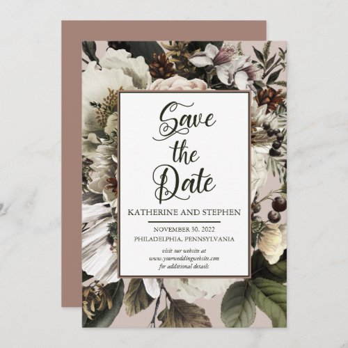 Rustic Boho Dusty Pink Floral Bouquet  Save The Date