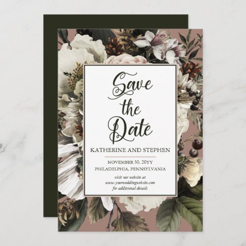 Rustic Boho Dusty Pink Floral Bouquet Save The Date