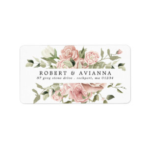 Rustic Boho Dusty Pink Rose Floral Address Label