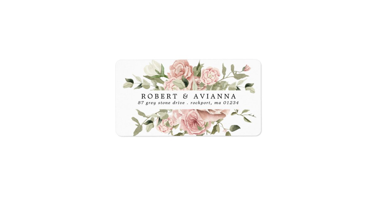Rustic Boho Dusty Pink Rose Floral Address Label | Zazzle