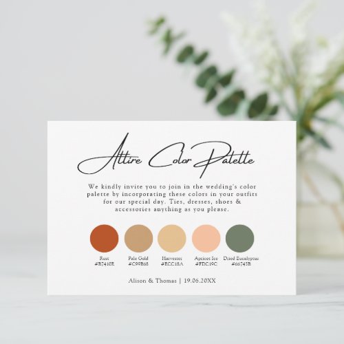 Rustic Boho Earth Tone Wedding Color Palette Enclosure Card