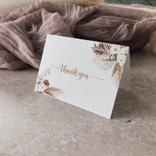 Rustic Boho Elegant Floral Folded Wedding  Letterpress Thank You Card