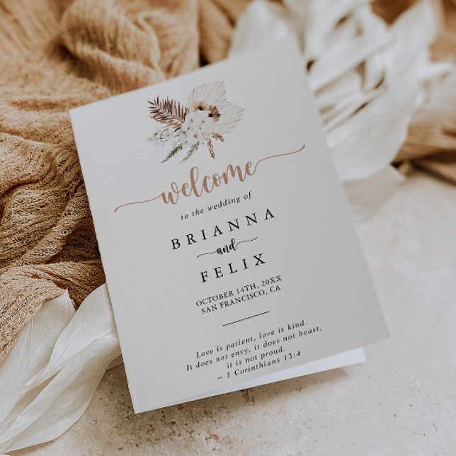 Rustic Boho Elegant Floral Folded Wedding Program (Creator Uploaded)