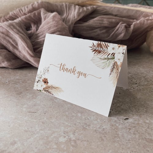 Rustic Boho Elegant Floral Folded Wedding  Thank You Card