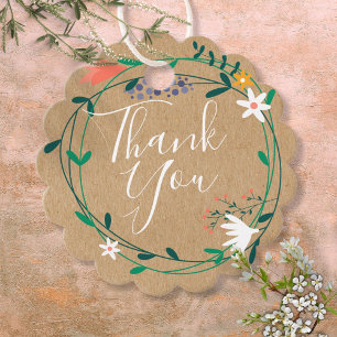 Rustic Boho Elegant Floral Garland Thank You Favor Tags