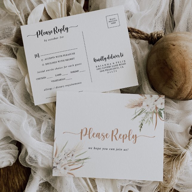 Rustic Boho Elegant Floral Menu Choice RSVP  (Creator Uploaded)
