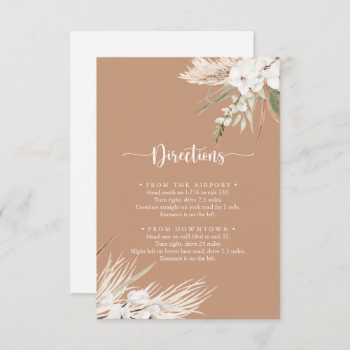 Rustic Boho Elegant Floral Wedding Directions   Enclosure Card