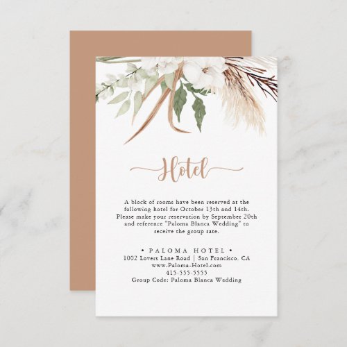Rustic Boho Elegant Floral Wedding Hotel Enclosure Card