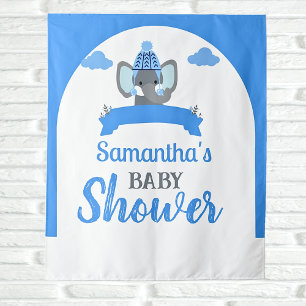 Rustic Boho Elephant Boy Baby Shower Backdrop