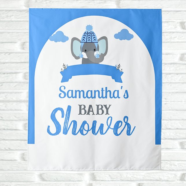 Rustic Boho Elephant Boy Baby Shower Backdrop  (Creator Uploaded)