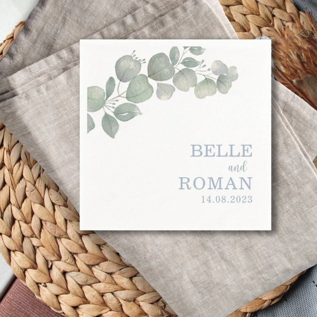 Rustic Boho Eucalyptus Foliage Wedding Napkins (Creator Uploaded)