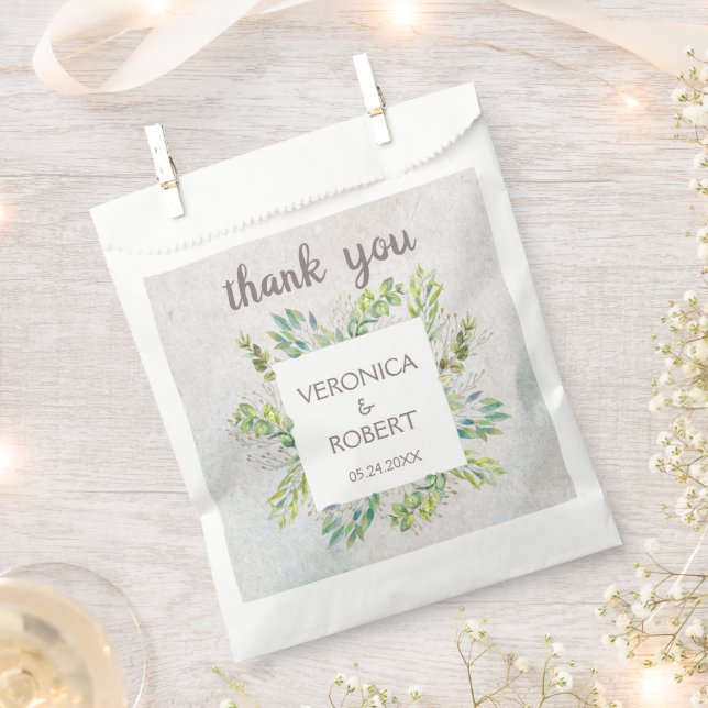 Rustic Boho Eucalyptus Greenery Wedding Thank You  Favor Bag (Clipped)