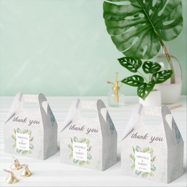 Rustic Boho Eucalyptus Greenery Wedding Thank You  Favor Boxes (Multiple)