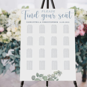 Rustic Boho Eucalyptus Wedding seating chart Foam Board