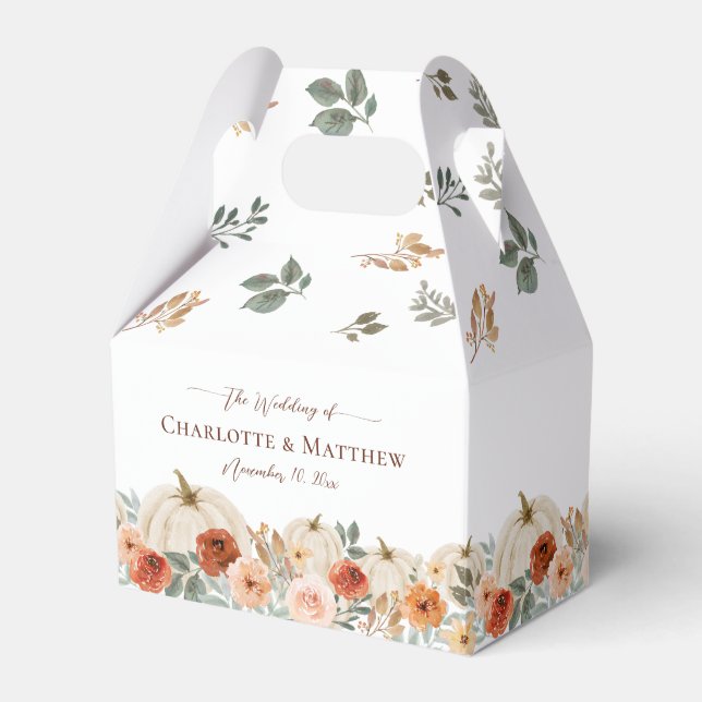 Rustic Boho Fall Autumn Wedding Favor Boxes (Front Side)